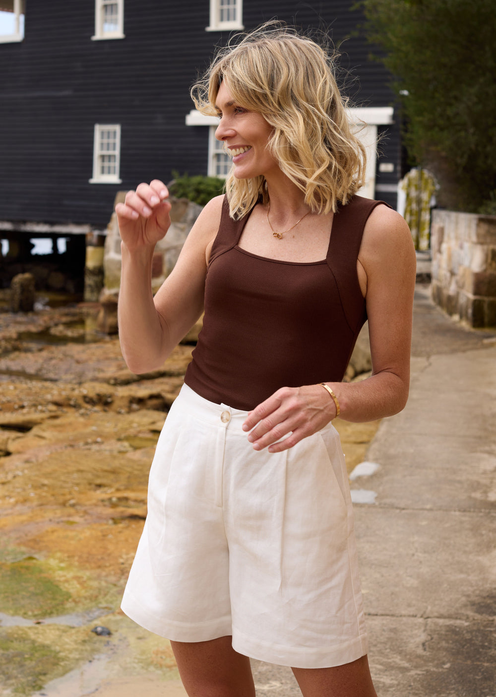 JEMIMA RIB TANK - CHOCOLATE