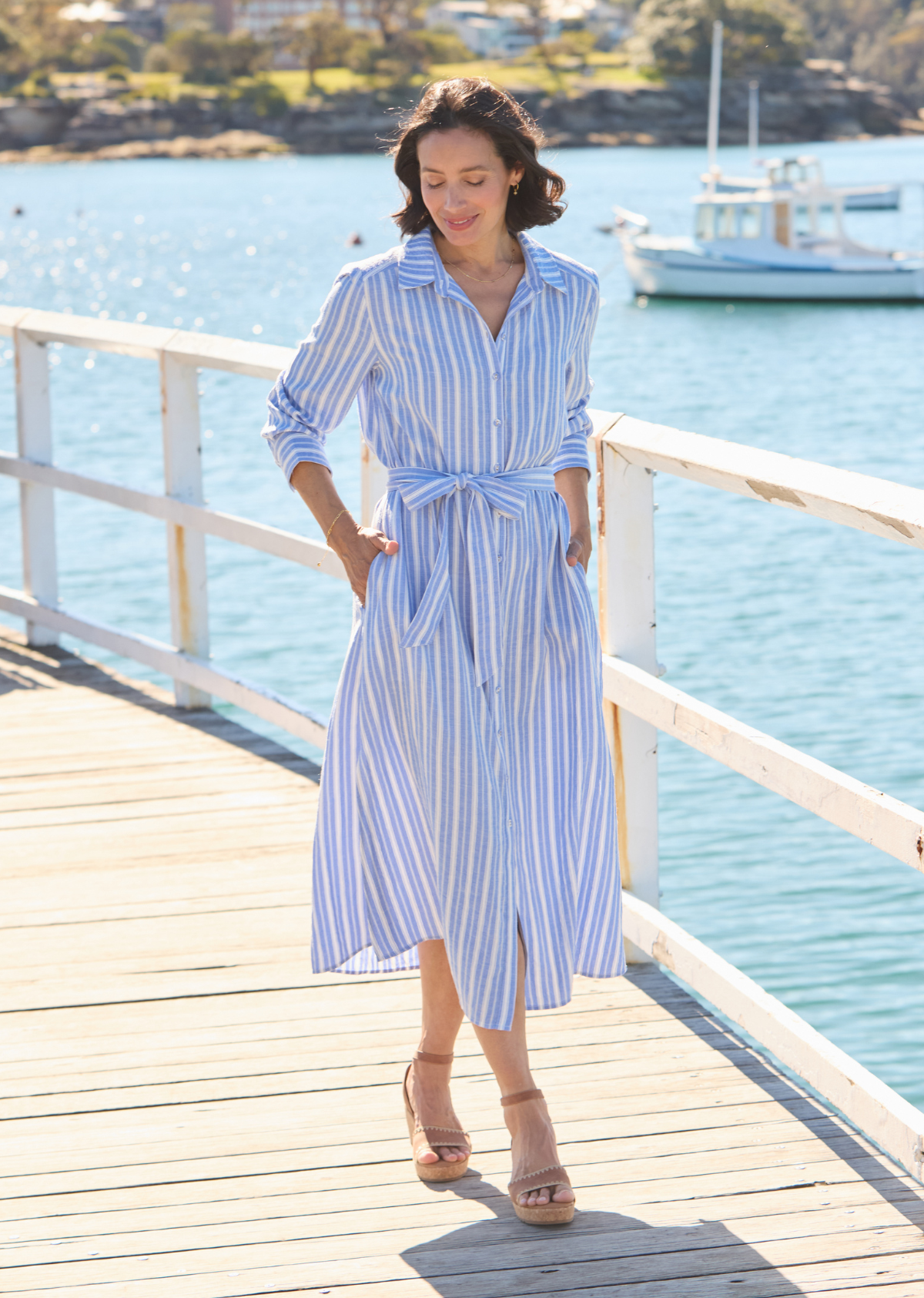 GEORGIA SHIRTDRESS - CORNFLOWER BLUE