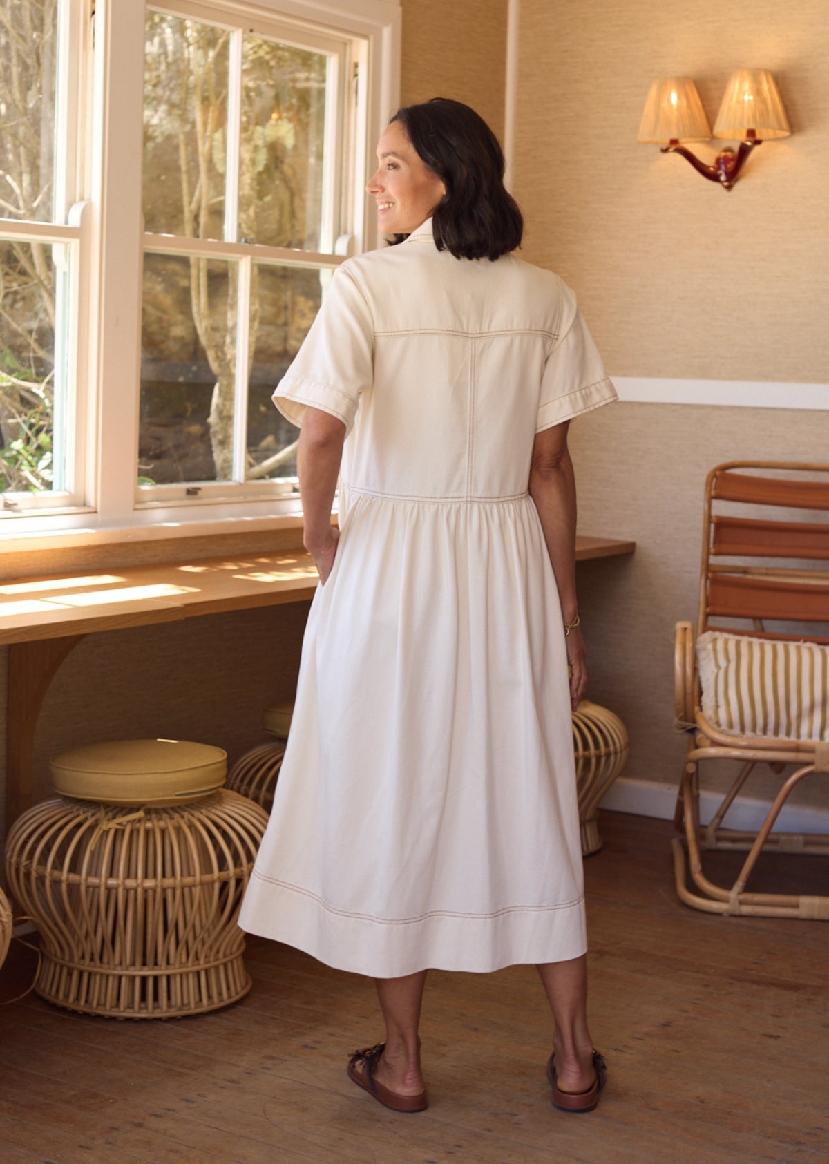 MONTANA DENIM SHIRTDRESS - ECRU - PETITE